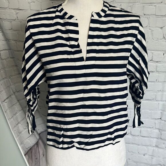 Zara Woman - Navy White Striped Blouse - S - Picture 1 of 5